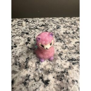 Cute Pink Purple Llama Alpaca Figurine Small Ceramic Animal Statue Decor